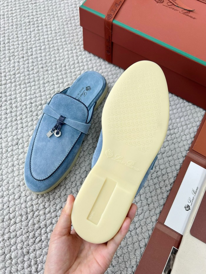 NIGO Loro Piana Women's Summer Solid Color Suede Simple Comfortable Rubber Bottom Baotou Slippers Shoes #nigo76545