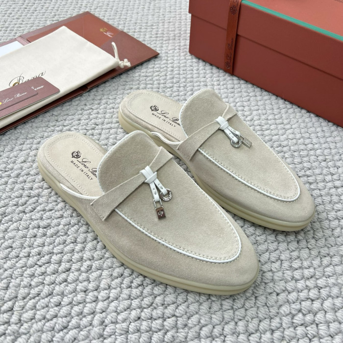 NIGO Loro Piana Women's Summer Solid Color Suede Simple Comfortable Rubber Bottom Baotou Slippers Shoes #nigo76545