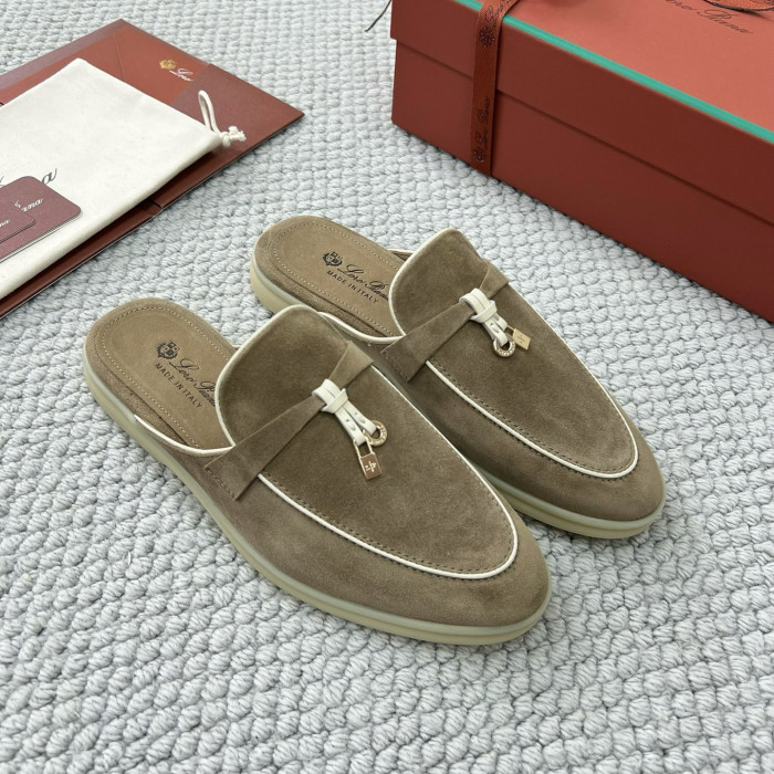 NIGO Loro Piana Women's Summer Solid Color Suede Simple Comfortable Rubber Bottom Baotou Slippers Shoes #nigo76545