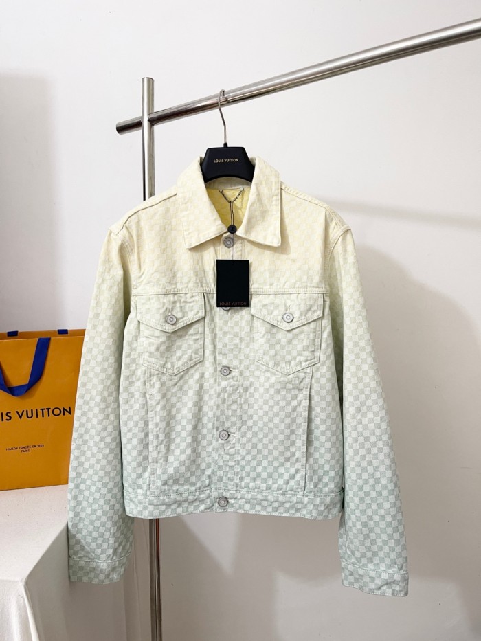 NIGO Louis Vuitton Men's Fall/Winter Gradient Checkerboard Print Single Breasted Denim Long Sleeve Jacket #nigo76538