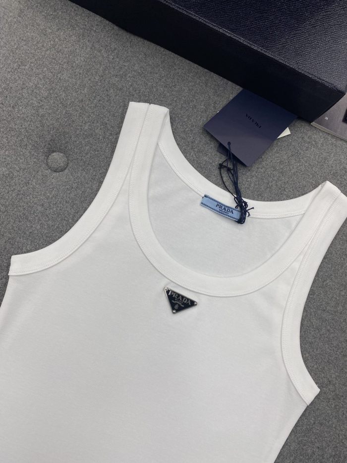NIGO Prada Women's Summer Solid Color Logo Crew Neck Cotton Vest Top #nigo76534