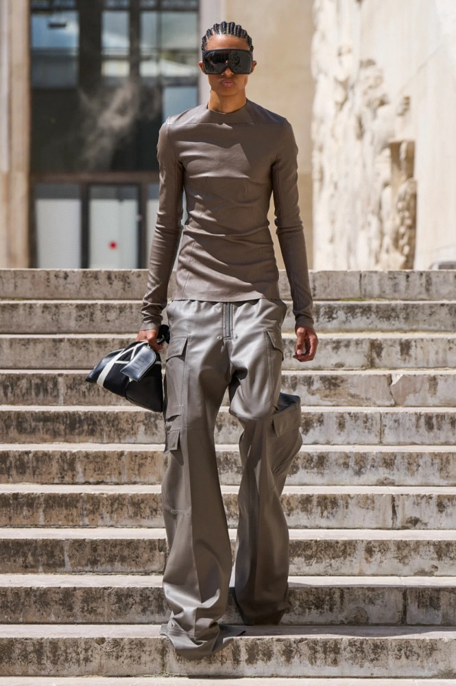 NIGO Rick Owens Men's Spliced Side Pockets Solid Color Coated Wide Leg Jeans Spring & Autumn Casual Long Pants Ngvp #nigo1518
