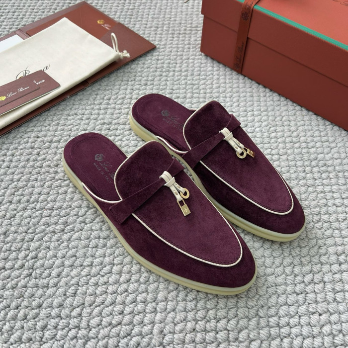 NIGO Loro Piana Women's Summer Solid Color Suede Simple Comfortable Rubber Bottom Baotou Slippers Shoes #nigo76545