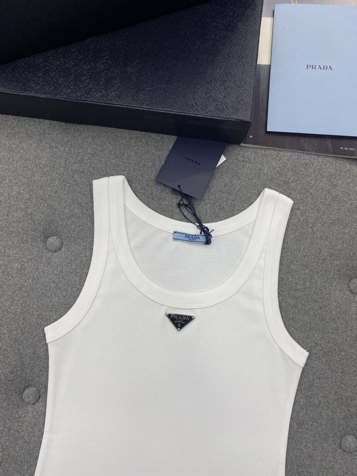NIGO Prada Women's Summer Solid Color Logo Crew Neck Cotton Vest Top #nigo76534