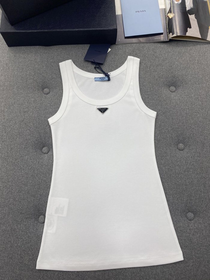 NIGO Prada Women's Summer Solid Color Logo Crew Neck Cotton Vest Top #nigo76534
