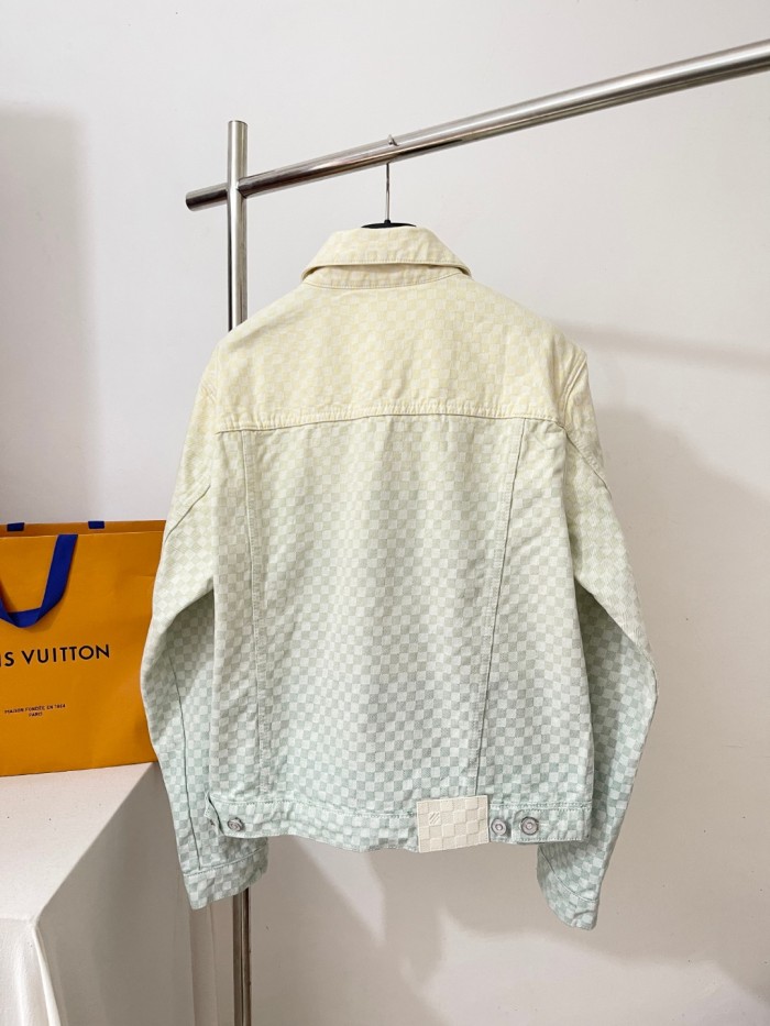 NIGO Louis Vuitton Men's Fall/Winter Gradient Checkerboard Print Single Breasted Denim Long Sleeve Jacket #nigo76538