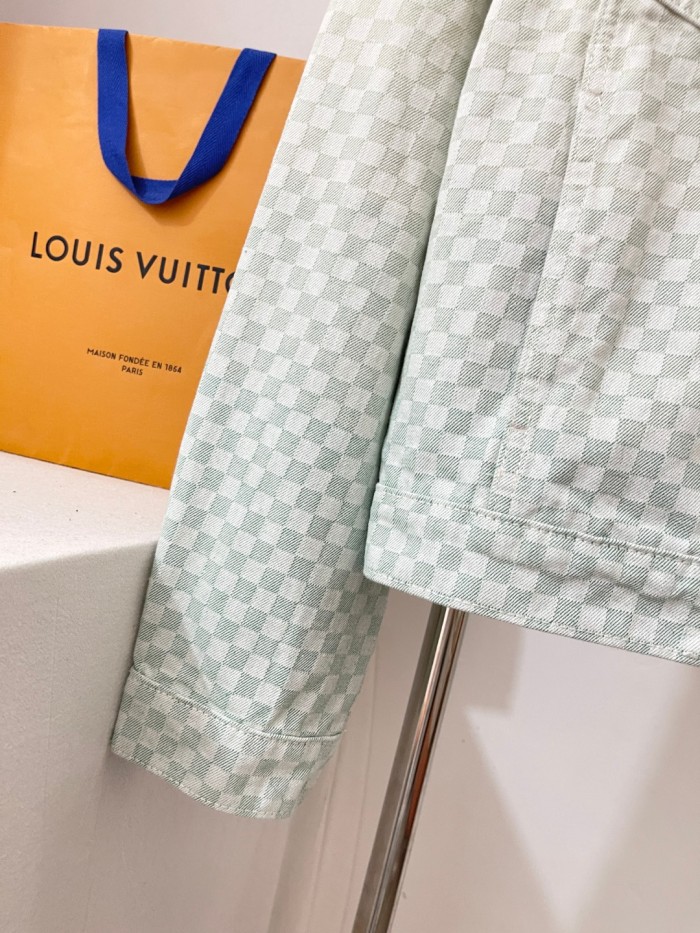 NIGO Louis Vuitton Men's Fall/Winter Gradient Checkerboard Print Single Breasted Denim Long Sleeve Jacket #nigo76538