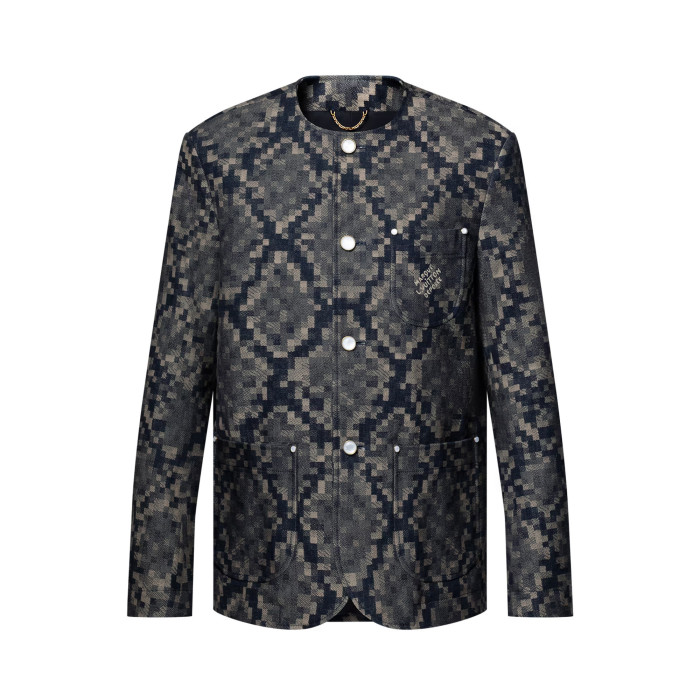 NIGO Louis Vuitton Men's Spring and Autumn Solid Color Snake Print Denim Single Breasted Long Sleeve Jacket Jeans Pants Suit Set #nigo76539