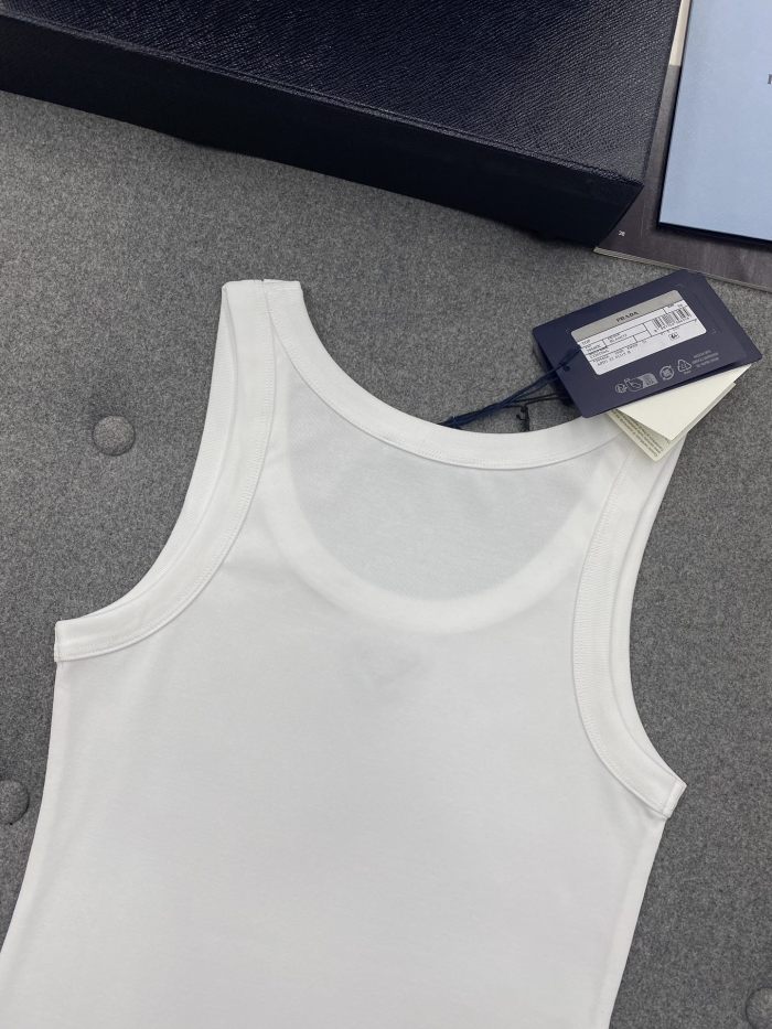 NIGO Prada Women's Summer Solid Color Logo Crew Neck Cotton Vest Top #nigo76534