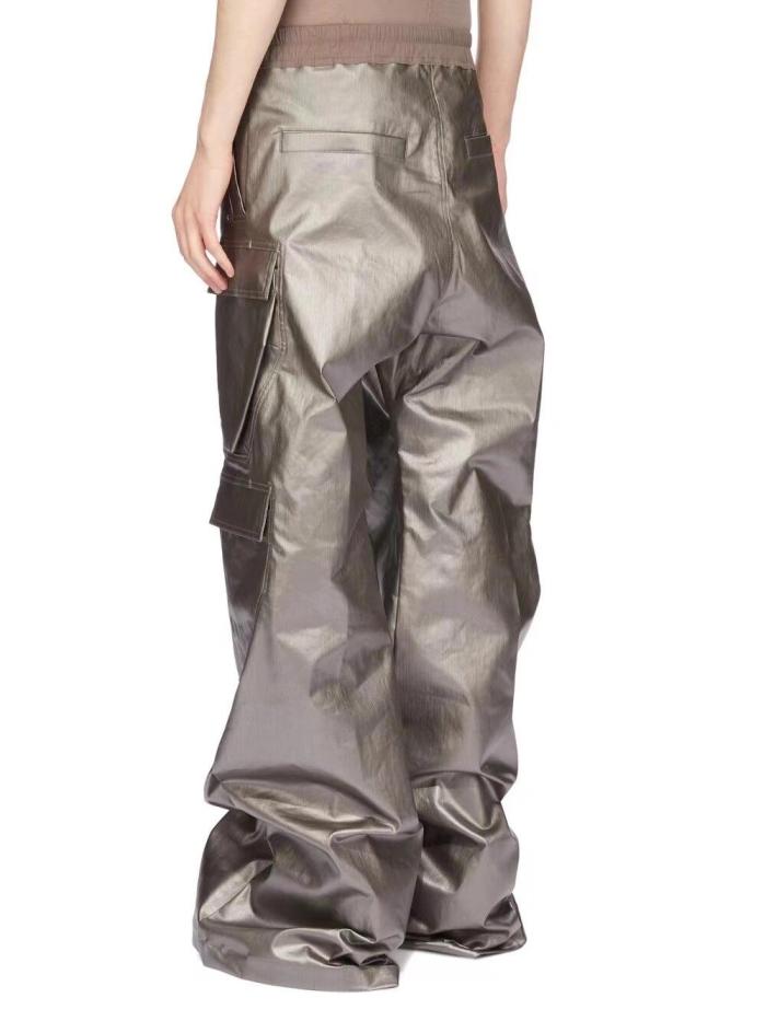 NIGO Rick Owens Men's Spliced Side Pockets Solid Color Coated Wide Leg Jeans Spring & Autumn Casual Long Pants Ngvp #nigo1518