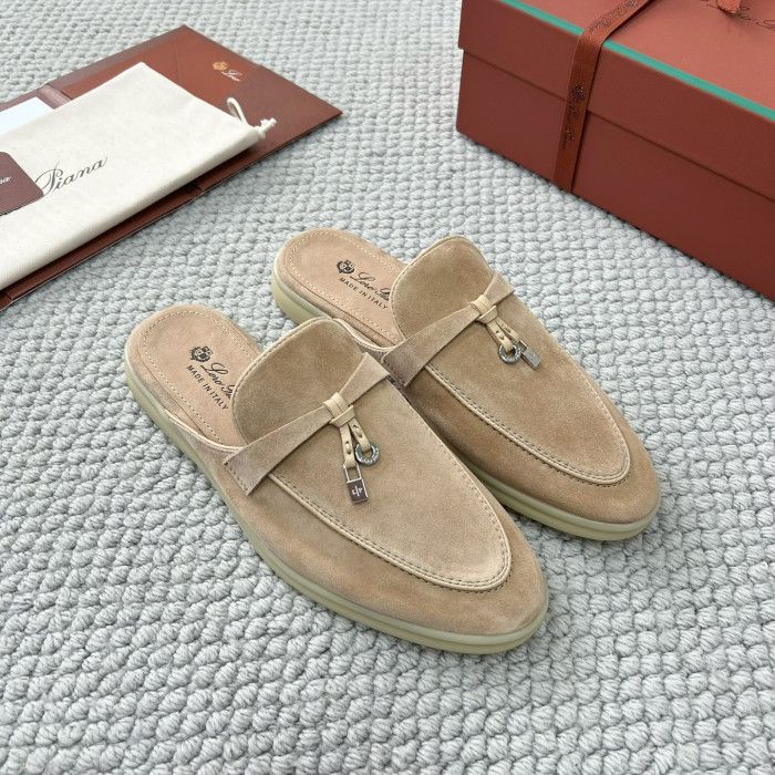 NIGO Loro Piana Women's Summer Solid Color Suede Simple Comfortable Rubber Bottom Baotou Slippers Shoes #nigo76545