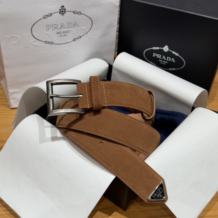 NIGO Prada Men's Suede Belt Silver Gold Rose Gold Logo Embellishment Jewelry Accessories #nigo81219