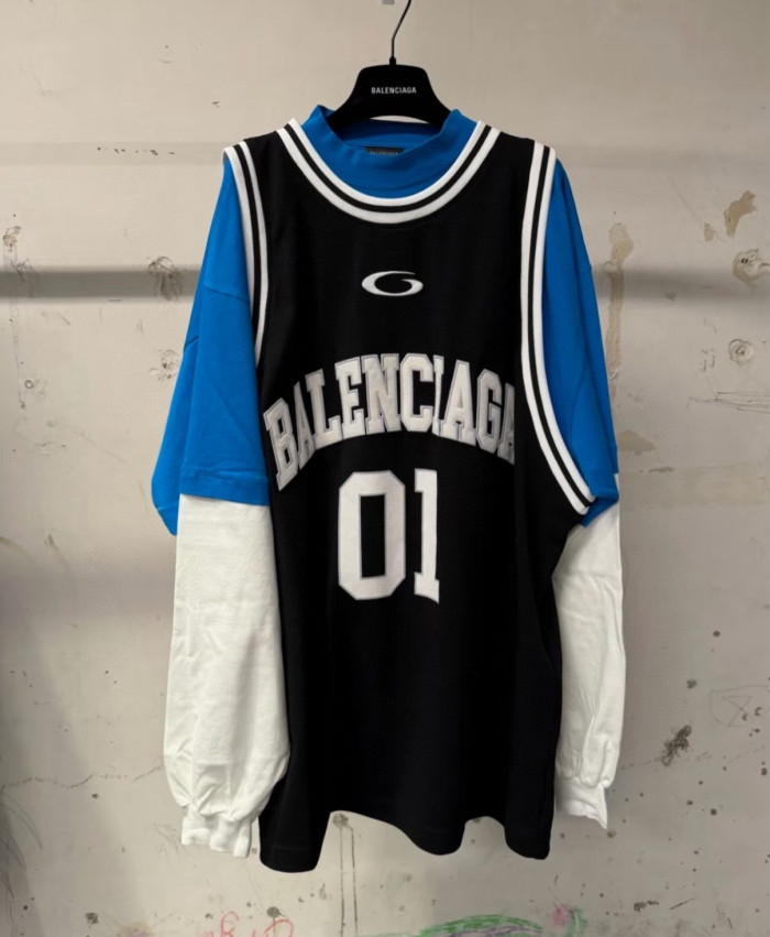 NIGO Balenciaga Men's Spring Summer Sport Mesh Plain Knit Layered Long Sleeve T-Shirt #nigo76556