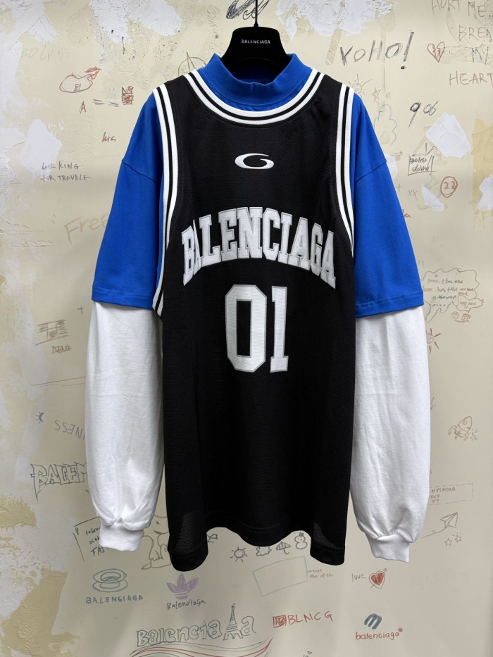 NIGO Balenciaga Men's Spring Summer Sport Mesh Plain Knit Layered Long Sleeve T-Shirt #nigo76556