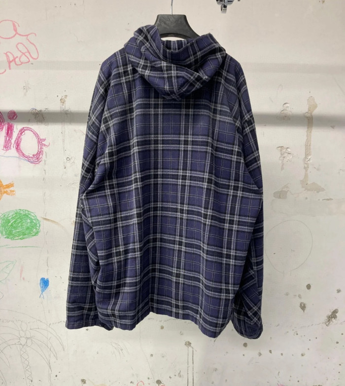 NIGO Balenciaga Men's And Women's Spring And Fall Embroidered Letter Print Purple Checkered Hooded Zipper Long Sleeve Jacket Pants Suit Set #nigo76546