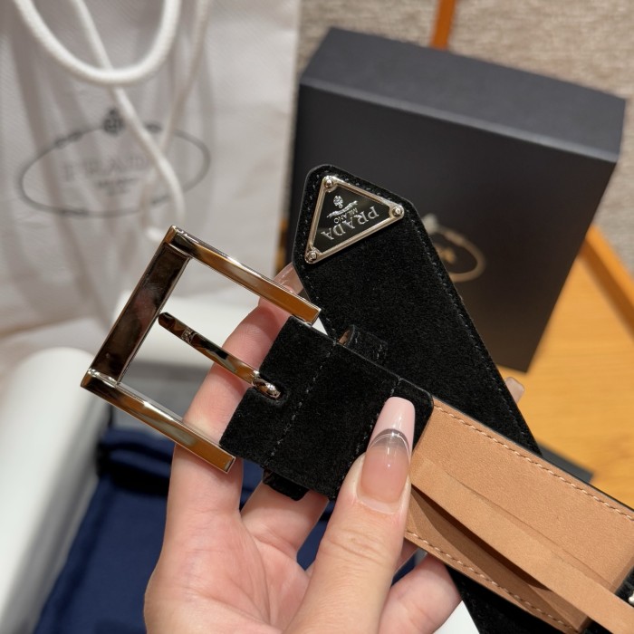 NIGO Prada Men's Suede Belt Silver Gold Rose Gold Logo Embellishment Jewelry Accessories #nigo81219