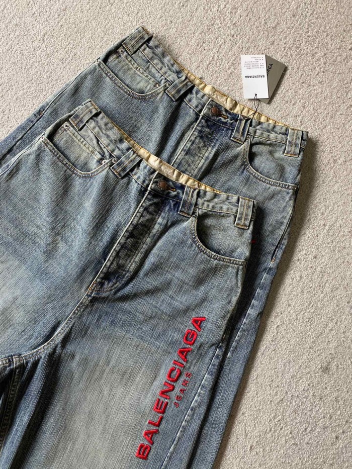 NIGO Balenciaga Men's and Women's Spring and Autumn Embroidered Letter Printed Solid Color Jeans Pants #nigo76555
