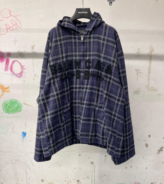 NIGO Balenciaga Men's And Women's Spring And Fall Embroidered Letter Print Purple Checkered Hooded Zipper Long Sleeve Jacket Pants Suit Set #nigo76546