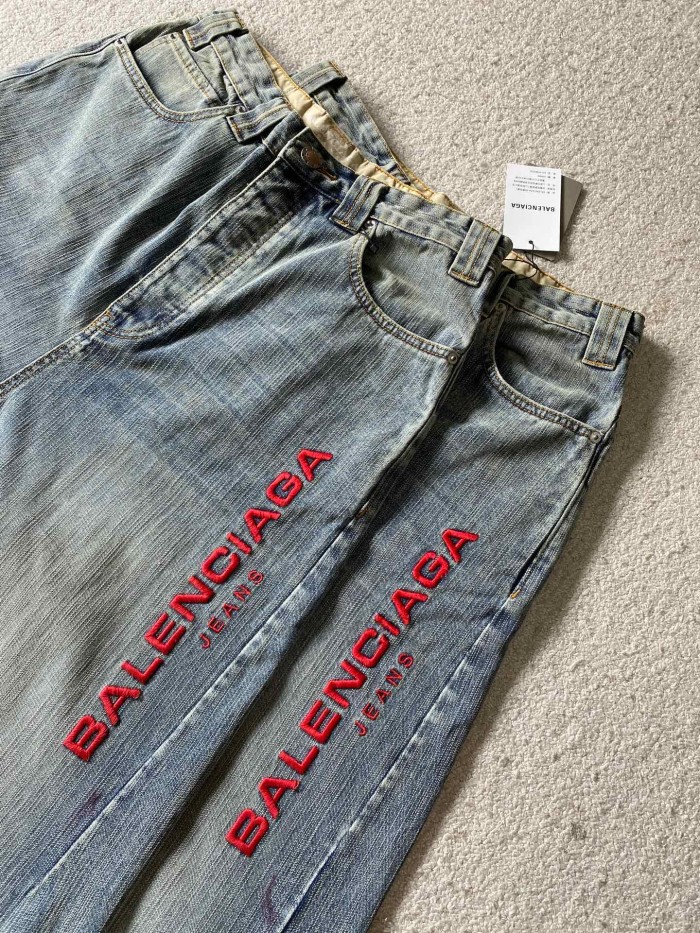 NIGO Balenciaga Men's and Women's Spring and Autumn Embroidered Letter Printed Solid Color Jeans Pants #nigo76555