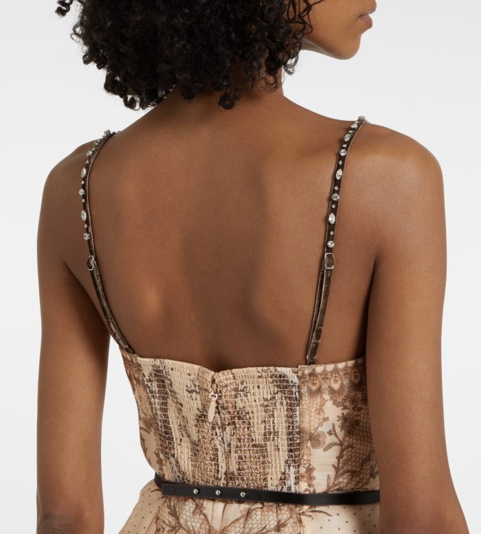 NIGO Zimmermann Women's Summer Solid Color Botanical Floral Pattern Printed Mid-Length Halter Dresses #nigo76554