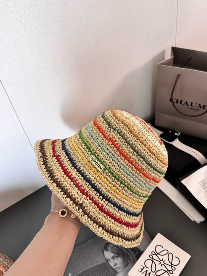 NIGO MiuMiu Women's Spring and Summer Rainbow Knit Fisherman's Hat Cap #nigo76551
