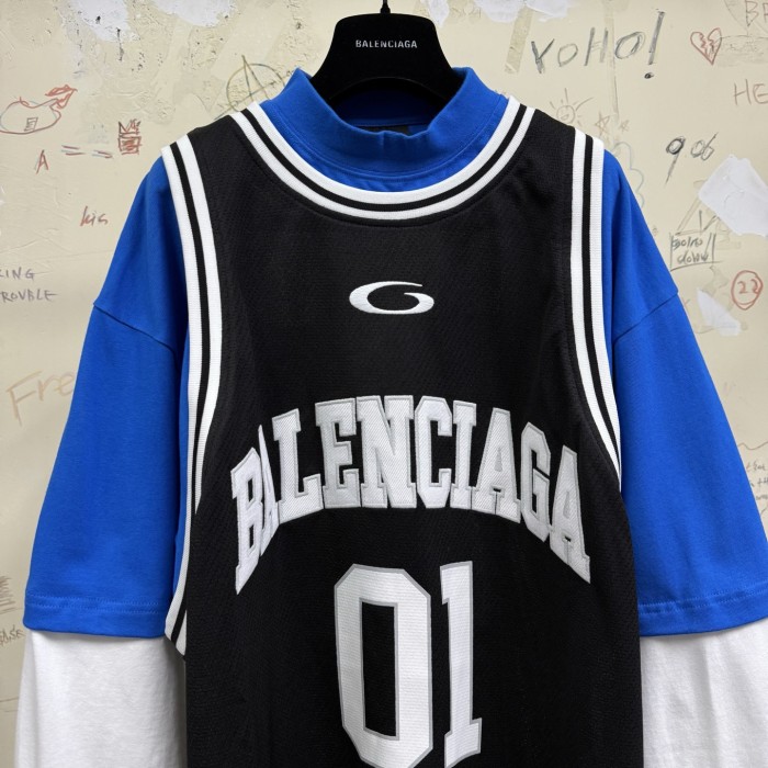 NIGO Balenciaga Men's Spring Summer Sport Mesh Plain Knit Layered Long Sleeve T-Shirt #nigo76556