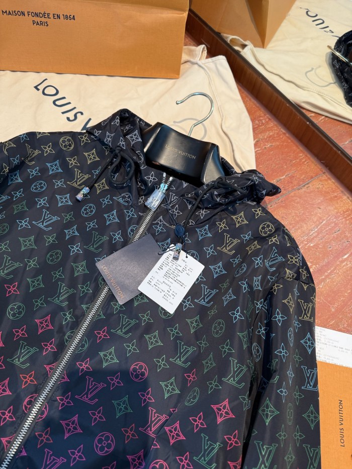 NIGO Louis Vuitton Men's And Women's Spring And Summer Gradient Rainbow Letters Printed Sunscreen Hooded Zipper Long Sleeved Jacket #nigo76558