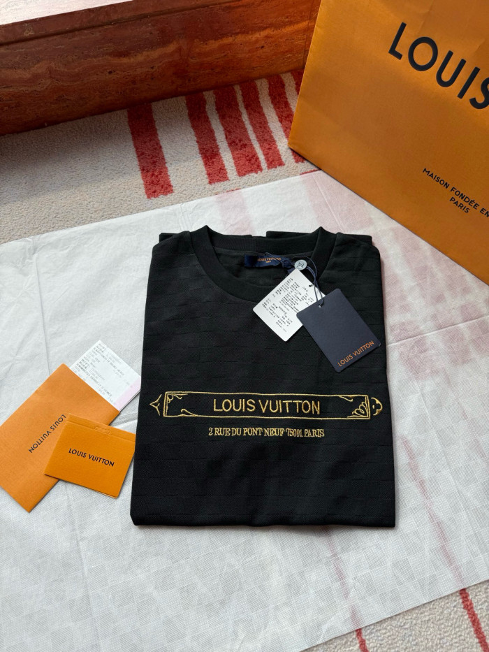 NIGO Louis Vuitton Men's Summer Solid Color Embroidered Letter Print Round Neck Cotton Short Sleeve T-Shirt #nigo76463