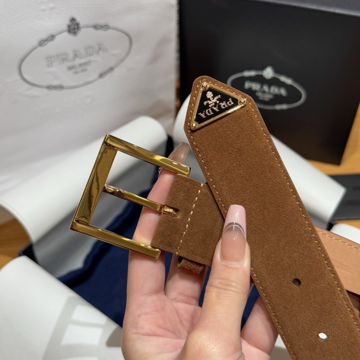 NIGO Prada Men's Suede Belt Silver Gold Rose Gold Logo Embellishment Jewelry Accessories #nigo81219