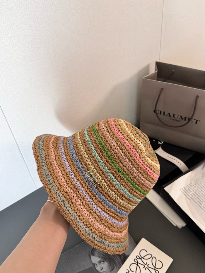 NIGO MiuMiu Women's Spring and Summer Rainbow Knit Fisherman's Hat Cap #nigo76551