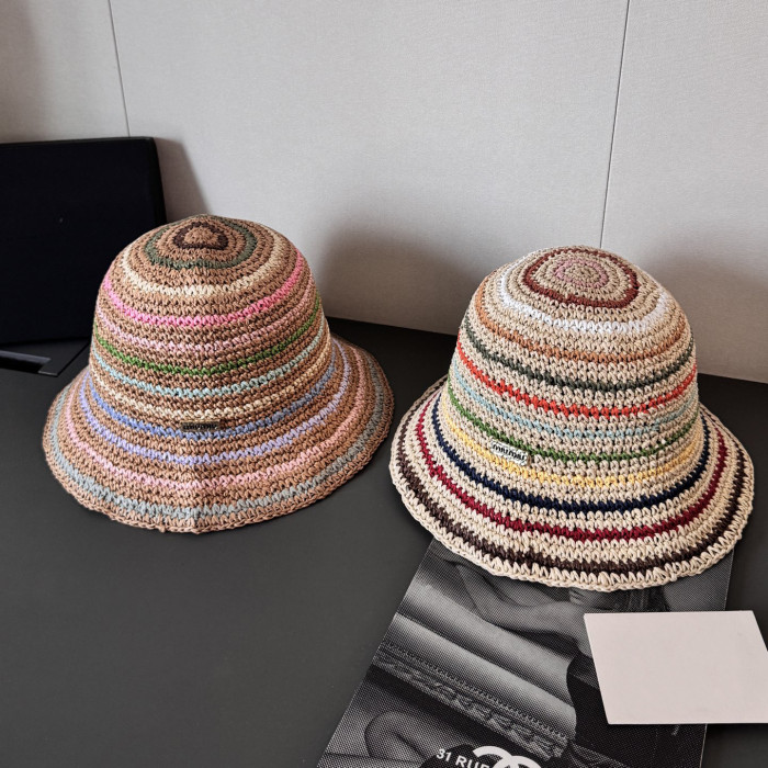 NIGO MiuMiu Women's Spring and Summer Rainbow Knit Fisherman's Hat Cap #nigo76551