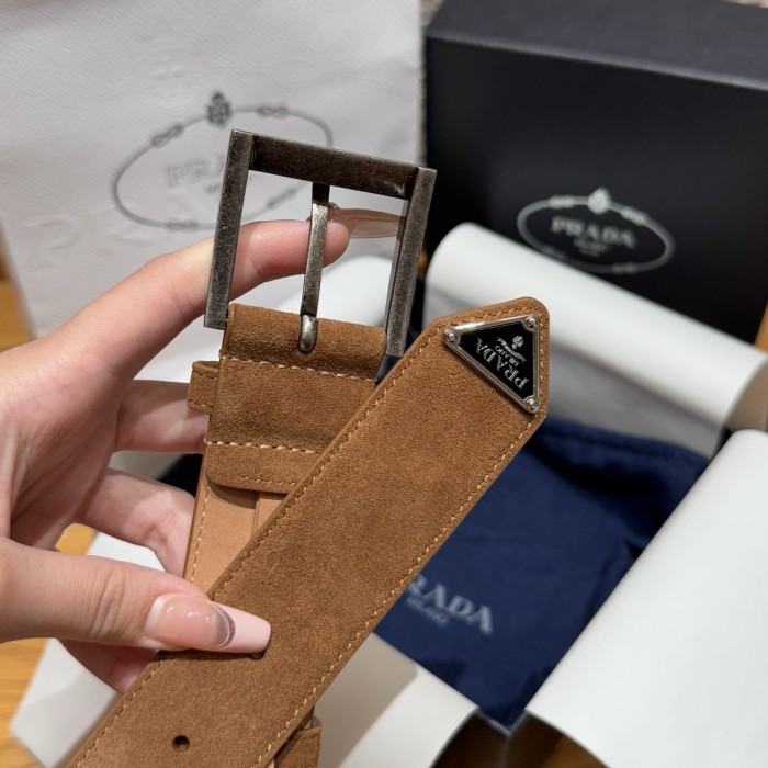 NIGO Prada Men's Suede Belt Silver Gold Rose Gold Logo Embellishment Jewelry Accessories #nigo81219