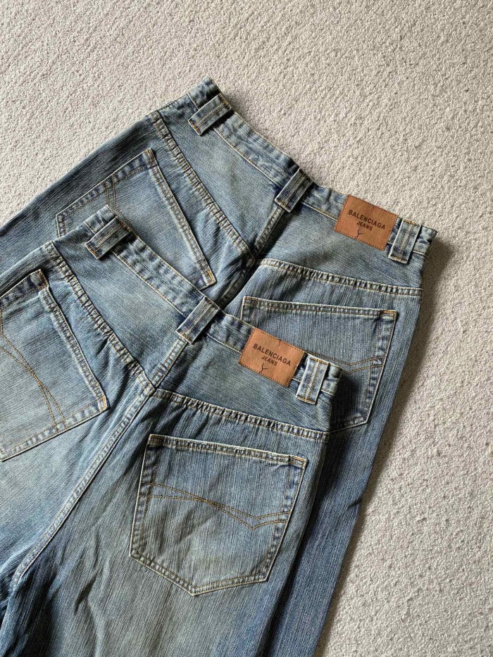NIGO Balenciaga Men's and Women's Spring and Autumn Embroidered Letter Printed Solid Color Jeans Pants #nigo76555