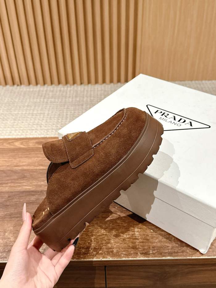 NIGO Prada Women's Spring And Summer Solid Color Suede Round Head Overfoot Leather Birkenstocks Slippers Shoes #nigo76559