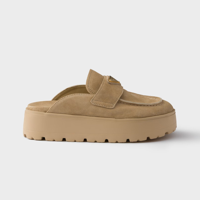 NIGO Prada Women's Spring And Summer Solid Color Suede Round Head Overfoot Leather Birkenstocks Slippers Shoes #nigo76559