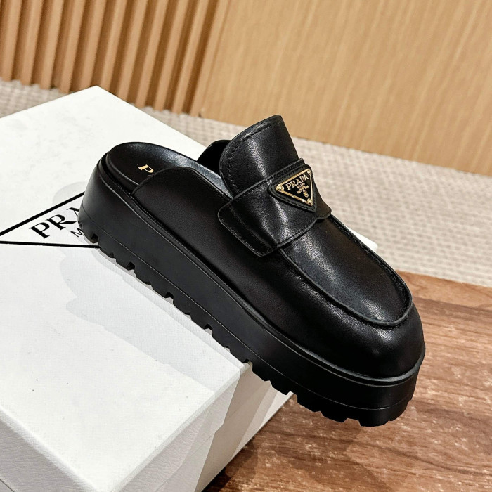 NIGO Prada Women's Spring And Summer Solid Color Suede Round Head Overfoot Leather Birkenstocks Slippers Shoes #nigo76559