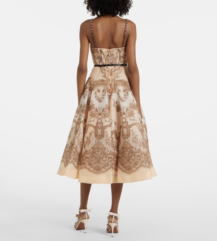 NIGO Zimmermann Women's Summer Solid Color Botanical Floral Pattern Printed Mid-Length Halter Dresses #nigo76554