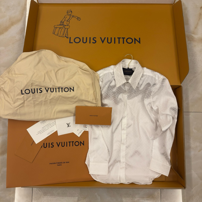 NIGO Louis Vuitton Men's Spring And Summer Solid Color Letter Print Silk Single Breasted Long Sleeved Shirt #nigo76568