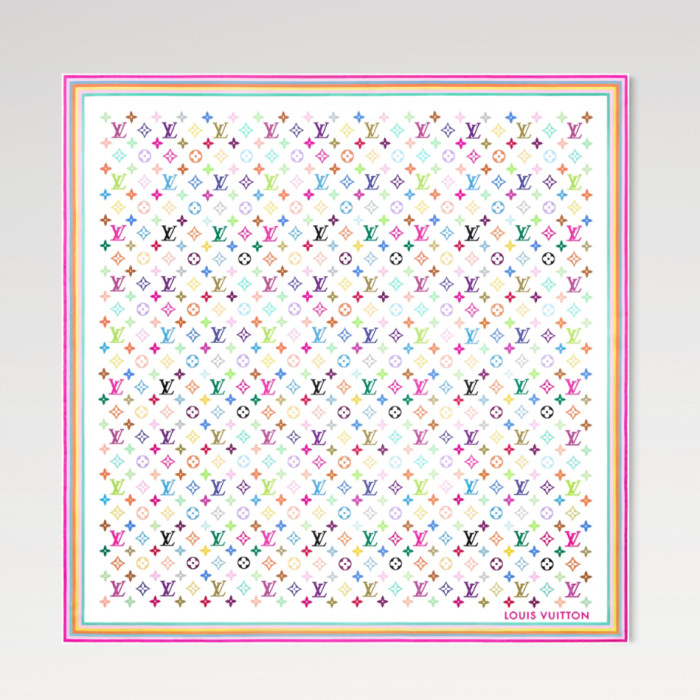 NIGO Louis Vuitton x TM Monogram Multicolor Mini Pattern Women's Fashion Silk Scarf Square 90 Jewelry Accessories #nigo81173