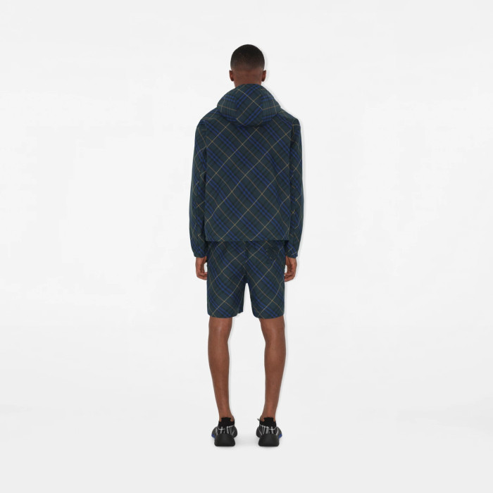 NIGO Burberry Men's Spring and Autumn Check Twill Jacket Shorts Set Equestrian Rider Logo Applique Fashion High Street Trend Hooded Jacket Drawstring Shorts Set Suit #nigo81226