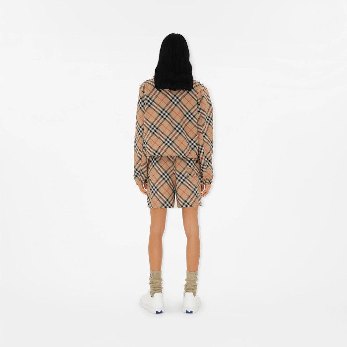 NIGO Burberry Women's Autumn Reversible Plaid Twill Jacket Equestrian Rider Logo Applique Fashion Loose Casual Trend Drawstring Hooded Jacket  #nigo81227