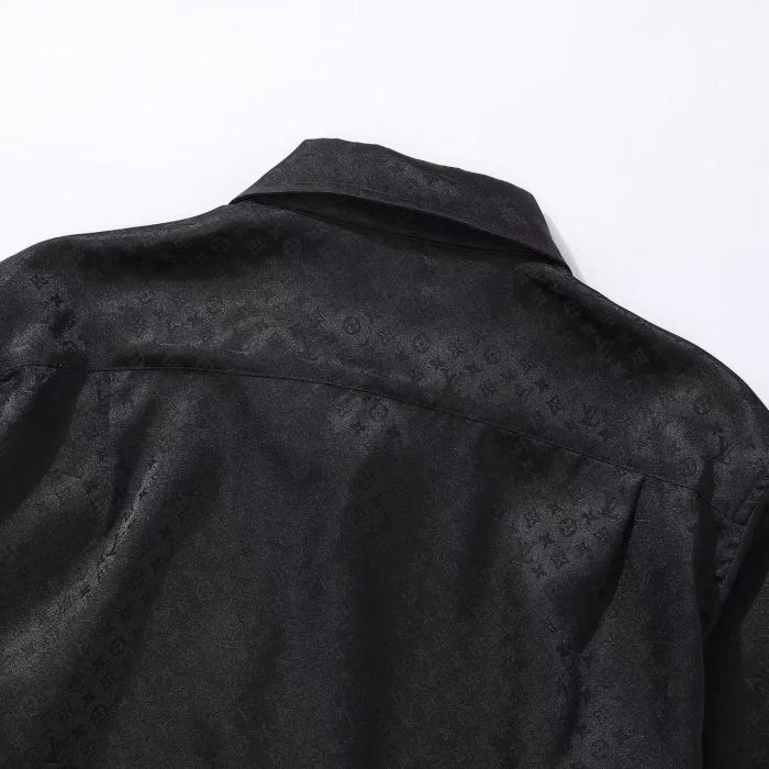 NIGO Louis Vuitton Men's Spring And Summer Solid Color Letter Print Silk Single Breasted Long Sleeved Shirt #nigo76568