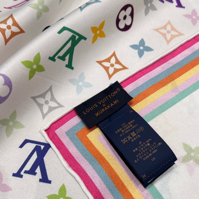 NIGO Louis Vuitton x TM Monogram Multicolor Mini Pattern Women's Fashion Silk Scarf Square 90 Jewelry Accessories #nigo81173