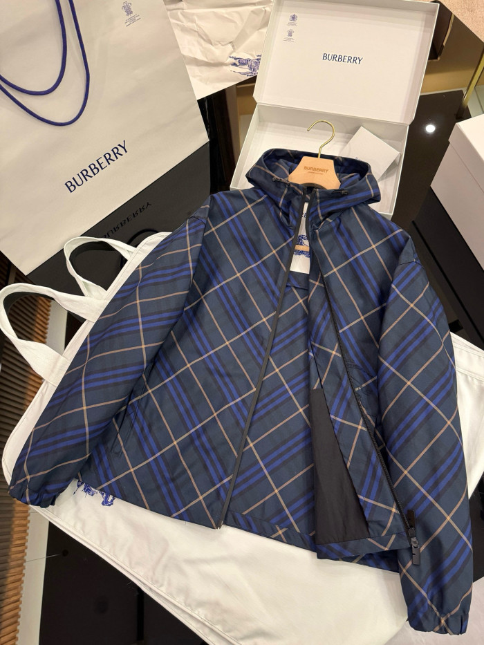 NIGO Burberry Men's Spring and Autumn Check Twill Jacket Shorts Set Equestrian Rider Logo Applique Fashion High Street Trend Hooded Jacket Drawstring Shorts Set Suit #nigo81226
