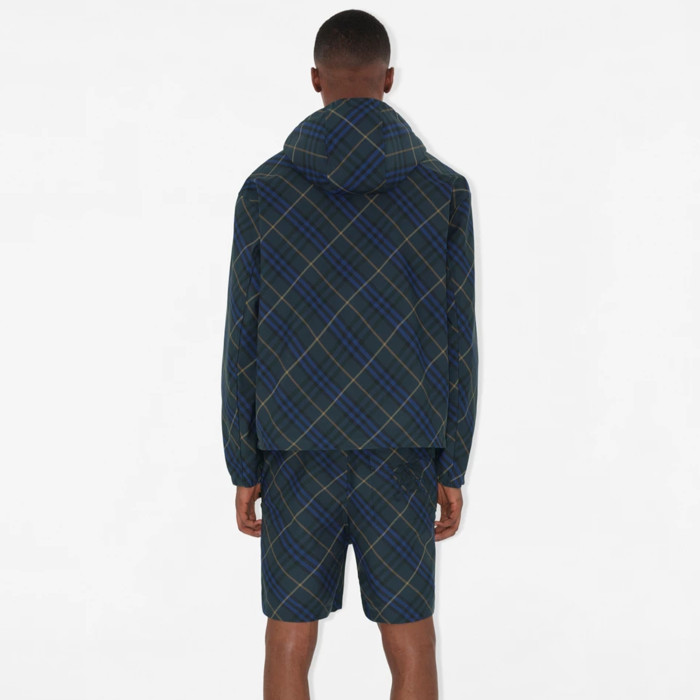 NIGO Burberry Men's Spring and Autumn Check Twill Jacket Shorts Set Equestrian Rider Logo Applique Fashion High Street Trend Hooded Jacket Drawstring Shorts Set Suit #nigo81226