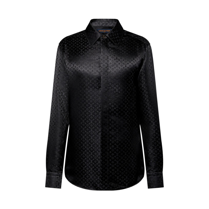 NIGO Louis Vuitton Men's Spring And Summer Solid Color Letter Print Silk Single Breasted Long Sleeved Shirt #nigo76568