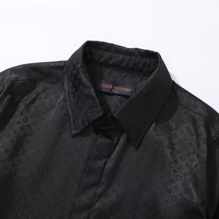 NIGO Louis Vuitton Men's Spring And Summer Solid Color Letter Print Silk Single Breasted Long Sleeved Shirt #nigo76568