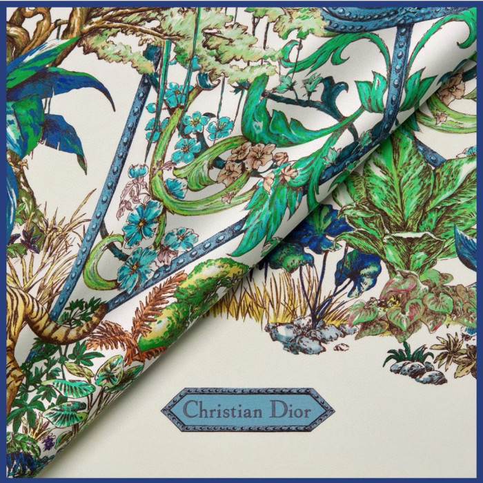 NIGO Dior Women's Colorblocked Floral Printed Silk Square Scarf Jewelry Accessories #nigo81178