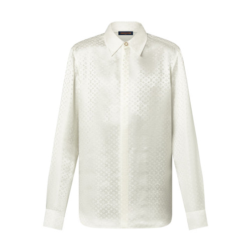 NIGO Louis Vuitton Men's Spring And Summer Solid Color Letter Print Silk Single Breasted Long Sleeved Shirt #nigo76568