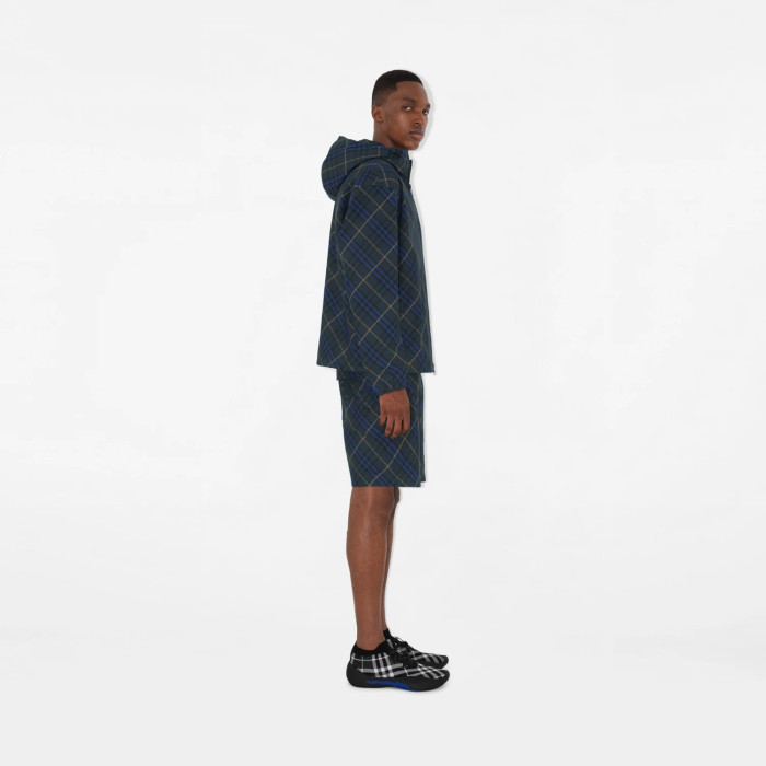 NIGO Burberry Men's Spring and Autumn Check Twill Jacket Shorts Set Equestrian Rider Logo Applique Fashion High Street Trend Hooded Jacket Drawstring Shorts Set Suit #nigo81226